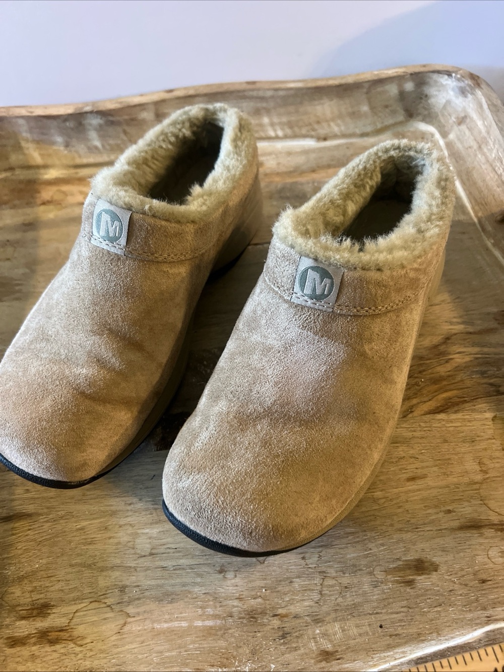 Merrell Women's Tan Suede Slip-On Clog Mules